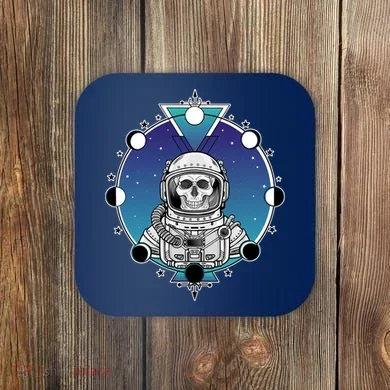 Astronaut Skeleton Star Sky Moon Phases Coaster