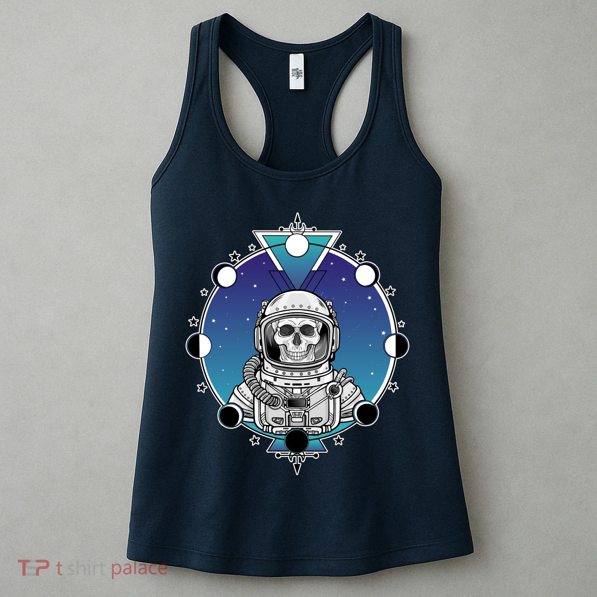Astronaut Skeleton Star Sky Moon Phases Women's Tank Top