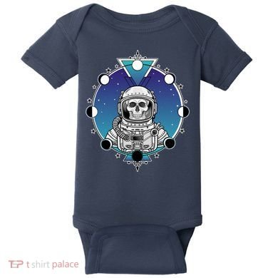 Astronaut Skeleton Star Sky Moon Phases Baby Bodysuit
