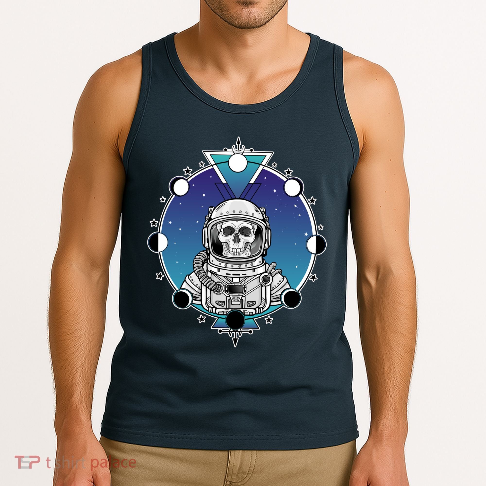 Astronaut Skeleton Star Sky Moon Phases Tank Top