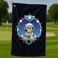 Astronaut Skeleton Star Sky Moon Phases Golf Towel thumb 1