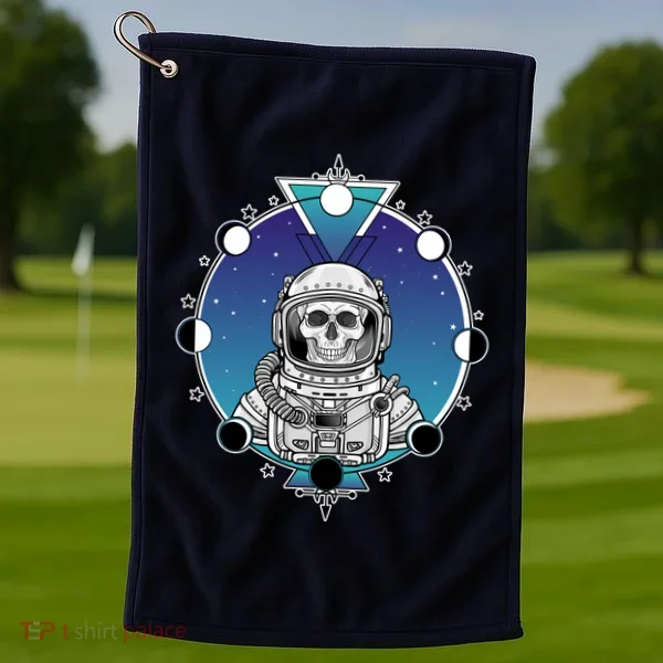 Astronaut Skeleton Star Sky Moon Phases Golf Towel