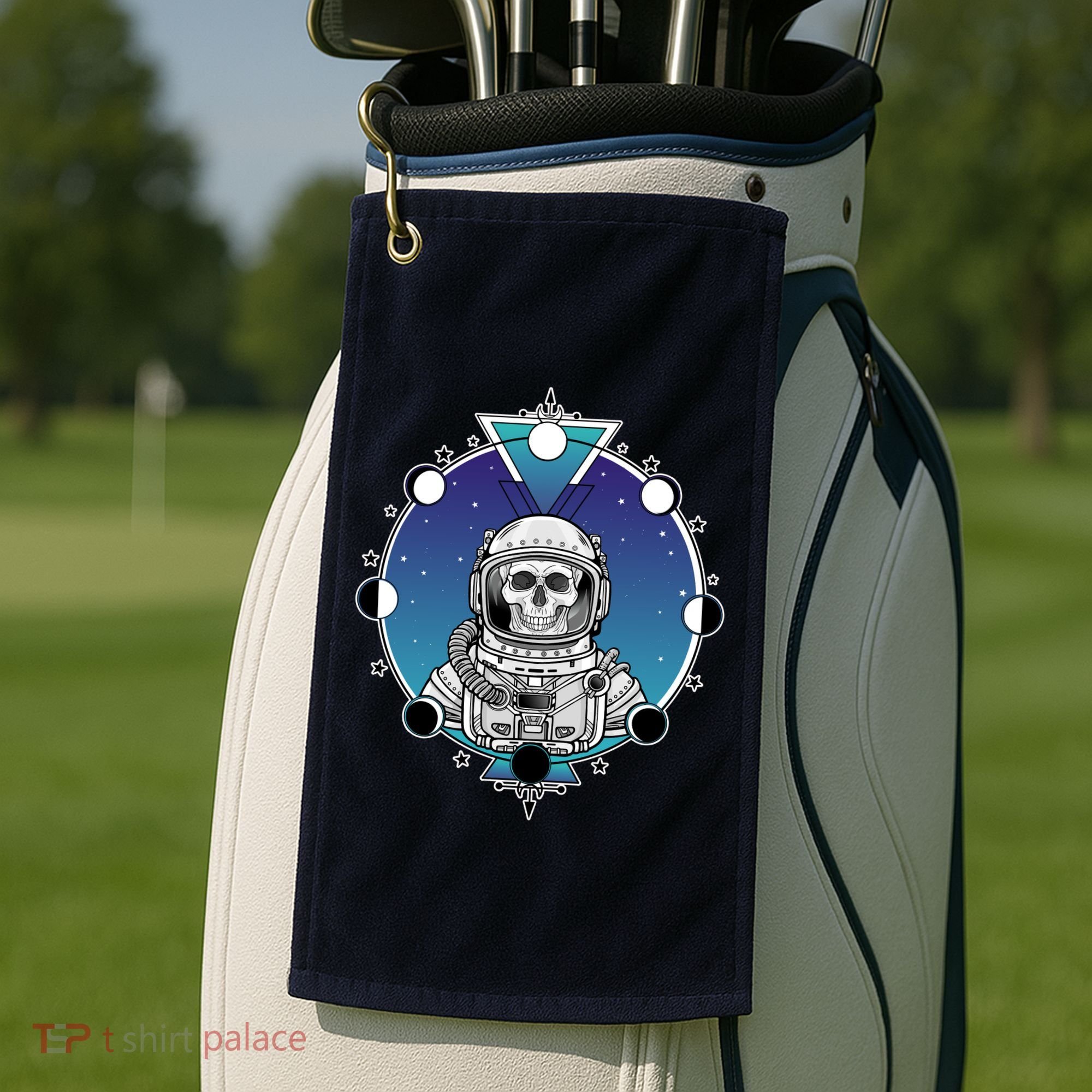 Astronaut Skeleton Star Sky Moon Phases Golf Towel