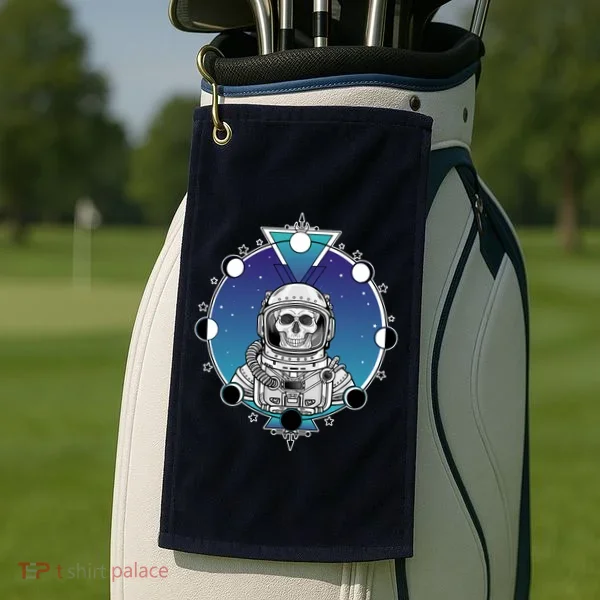 Astronaut Skeleton Star Sky Moon Phases Golf Towel