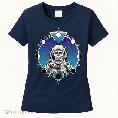 Astronaut Skeleton Star Sky Moon Phases Women's T-Shirt