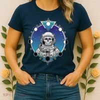 Astronaut Skeleton Star Sky Moon Phases Women's T-Shirt thumb 2
