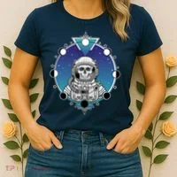 Astronaut Skeleton Star Sky Moon Phases Women's T-Shirt thumb 2