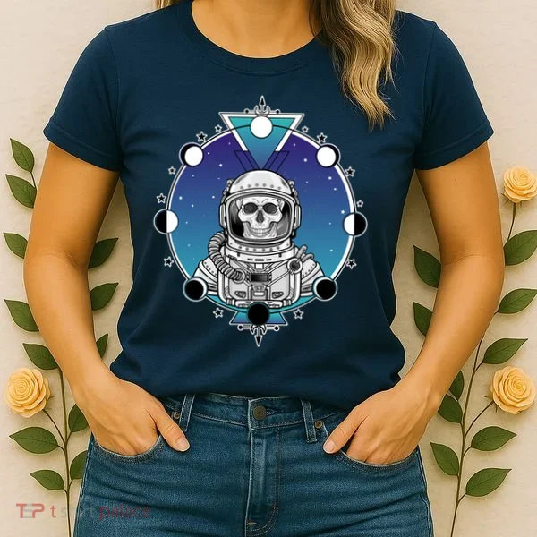 Astronaut Skeleton Star Sky Moon Phases Women's T-Shirt