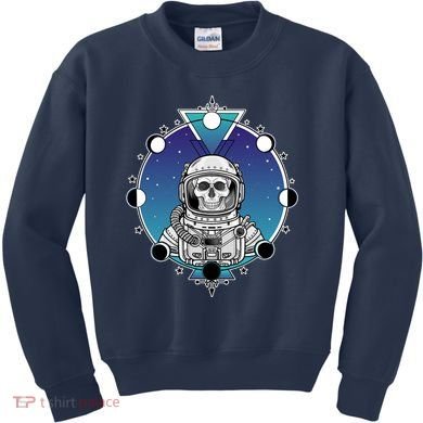 Astronaut Skeleton Star Sky Moon Phases Kids Sweatshirt