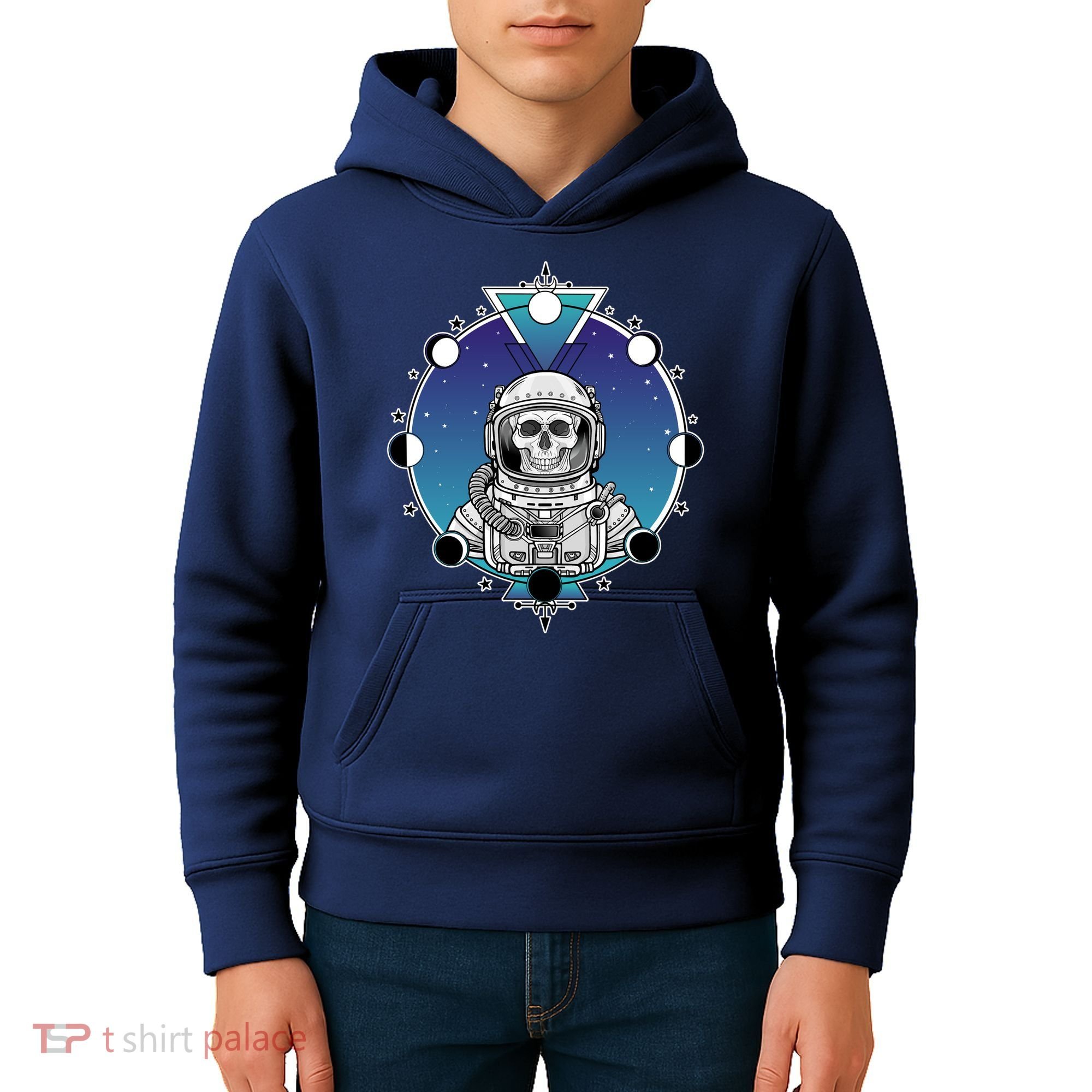 Astronaut Skeleton Star Sky Moon Phases Kids Hoodie