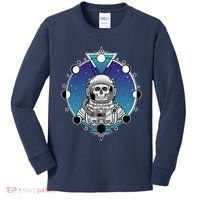 Astronaut Skeleton Star Sky Moon Phases Kids Long Sleeve Shirt thumb 0