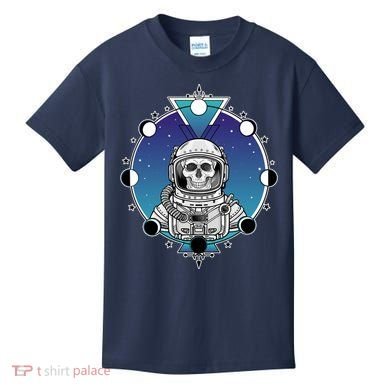 Astronaut Skeleton Star Sky Moon Phases Kids T-Shirt
