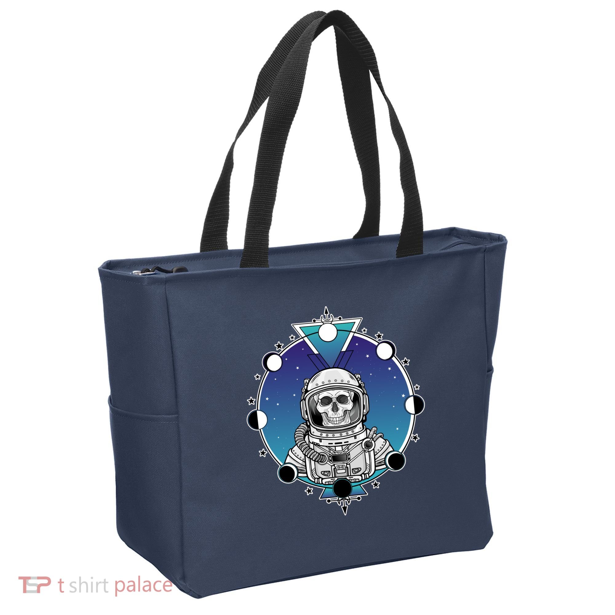 Astronaut Skeleton Star Sky Moon Phases Tote Bag