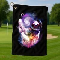 Astronaut Sloth Hanging In Space Golf Towel thumb 1
