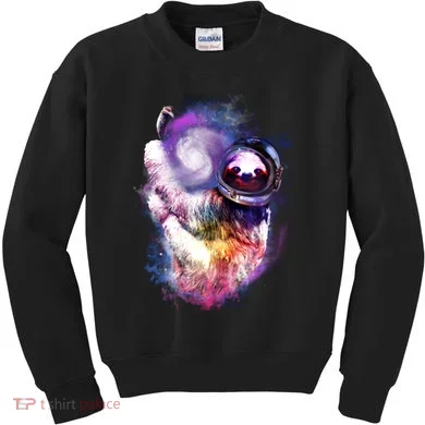 Astronaut Sloth Hanging In Space Kids Sweatshirt