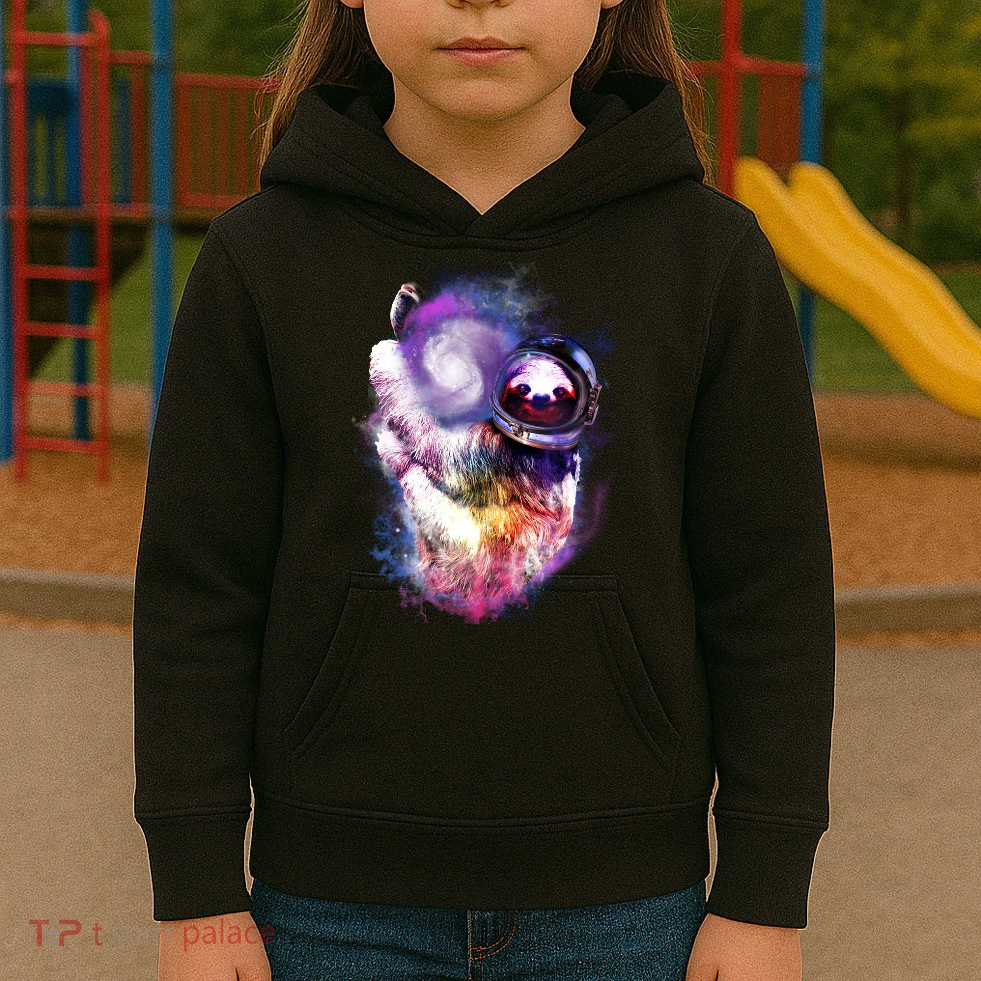 Astronaut Sloth Hanging In Space Kids Hoodie