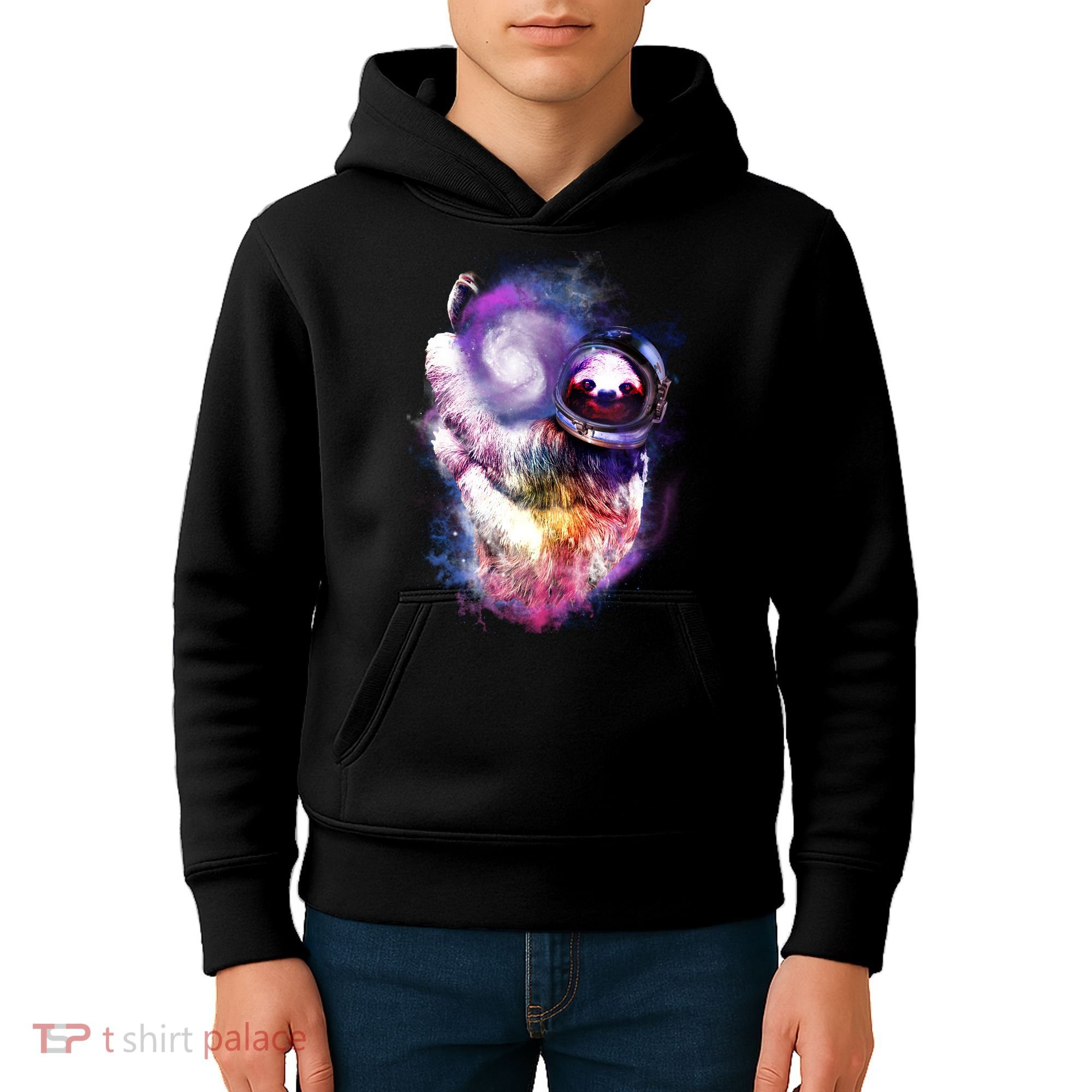 Astronaut Sloth Hanging In Space Kids Hoodie