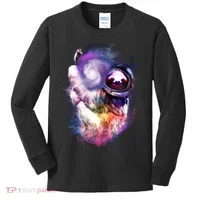 Astronaut Sloth Hanging In Space Kids Long Sleeve Shirt thumb 0