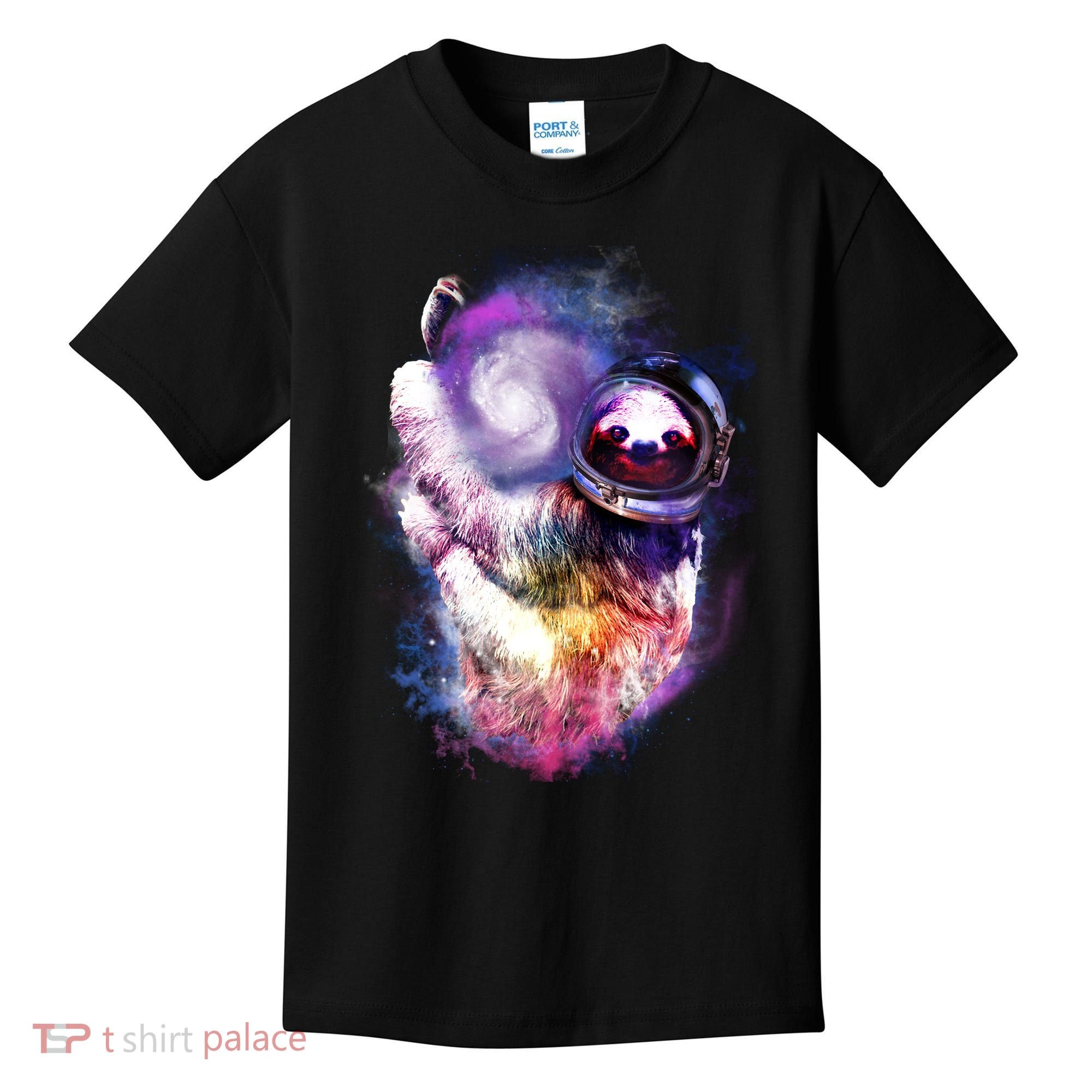 Astronaut Sloth Hanging In Space Kids T-Shirt