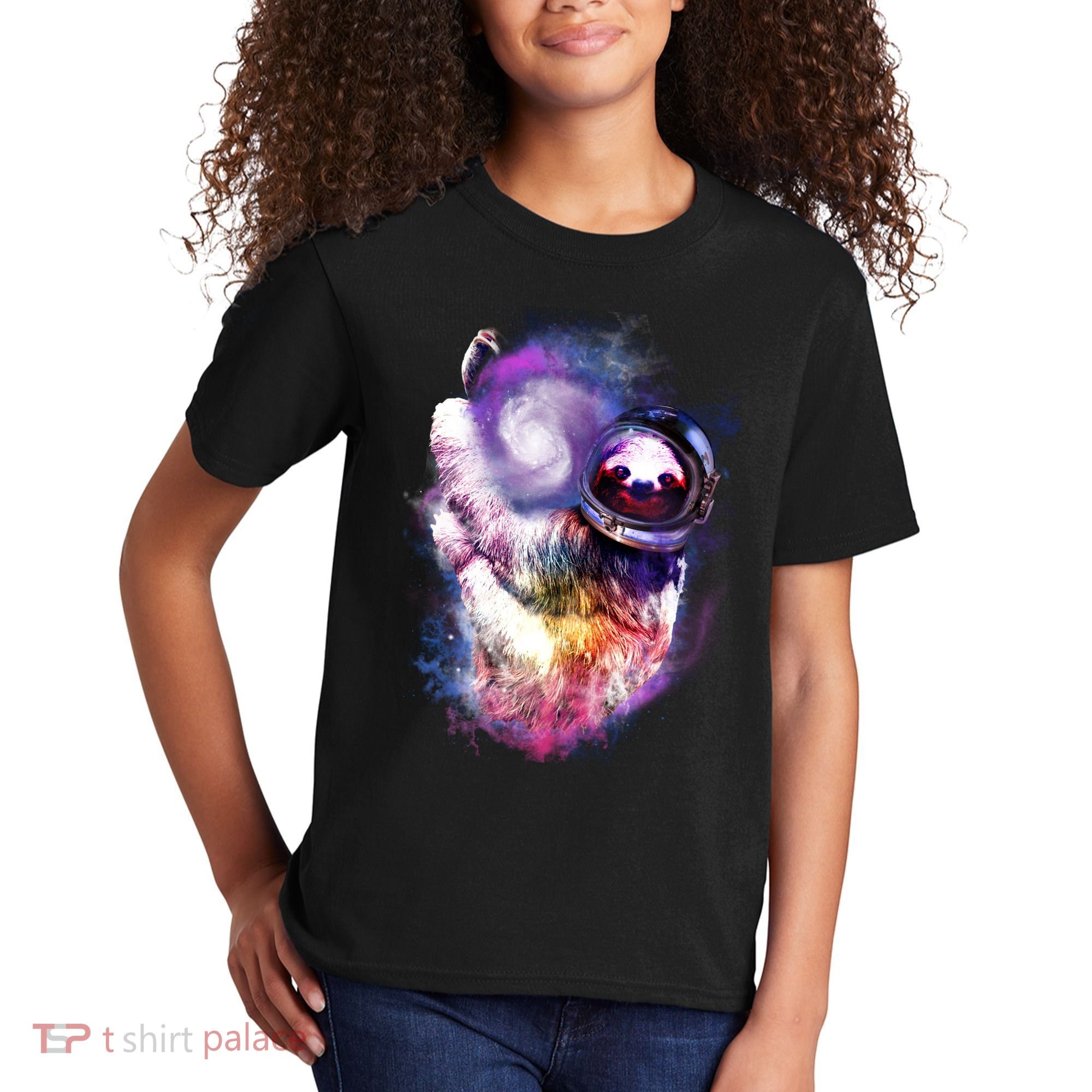 Astronaut Sloth Hanging In Space Kids T-Shirt