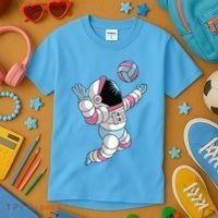 Astronaut Space Volleyball Kids T-Shirt thumb 3