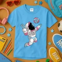 Astronaut Space Volleyball Kids T-Shirt thumb 3