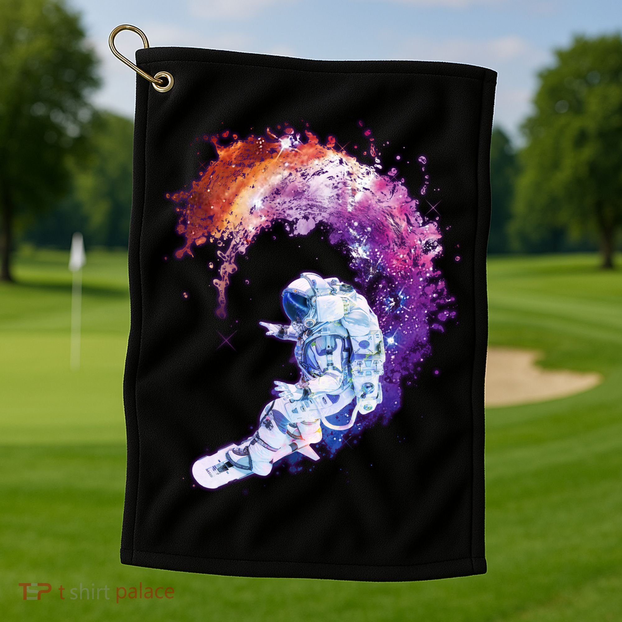 Astronaut Surfing Golf Towel