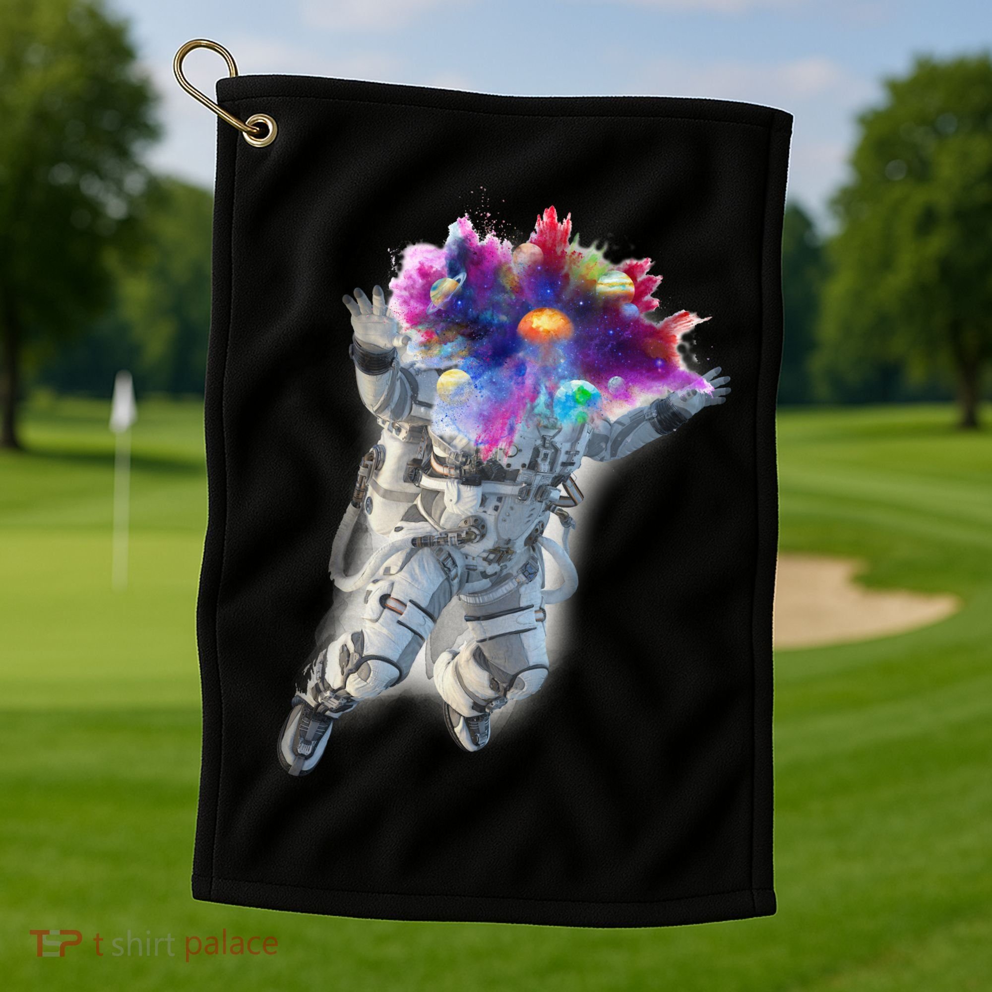 Astronaut Universe Planet Explosion Golf Towel