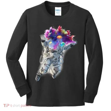 Astronaut Universe Planet Explosion Kids Long Sleeve Shirt
