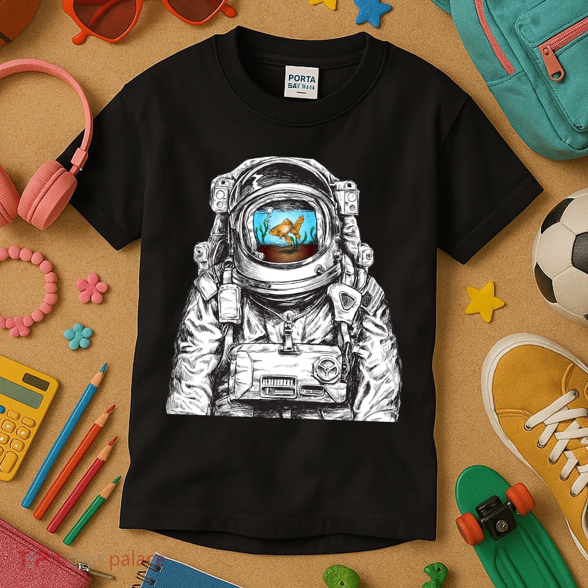 Astronaut With Goldfish Kids T-Shirt