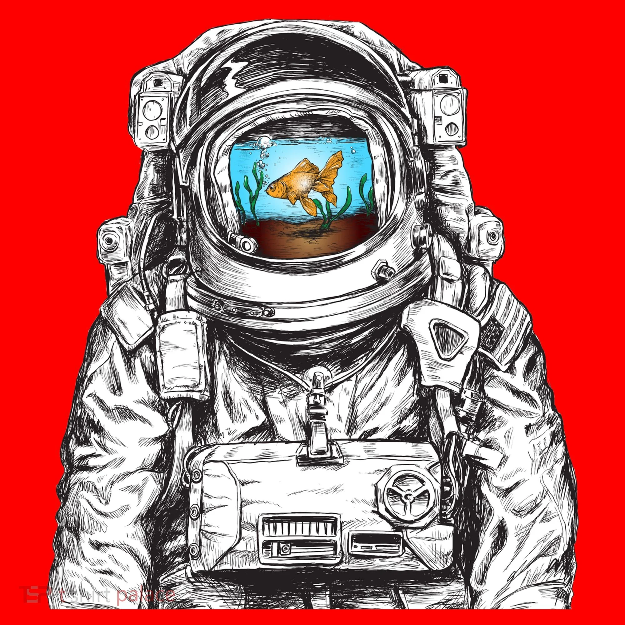 Astronaut With Goldfish Santa Hat
