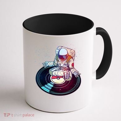 Astronaut Yoga Music Record Coffee Mug back