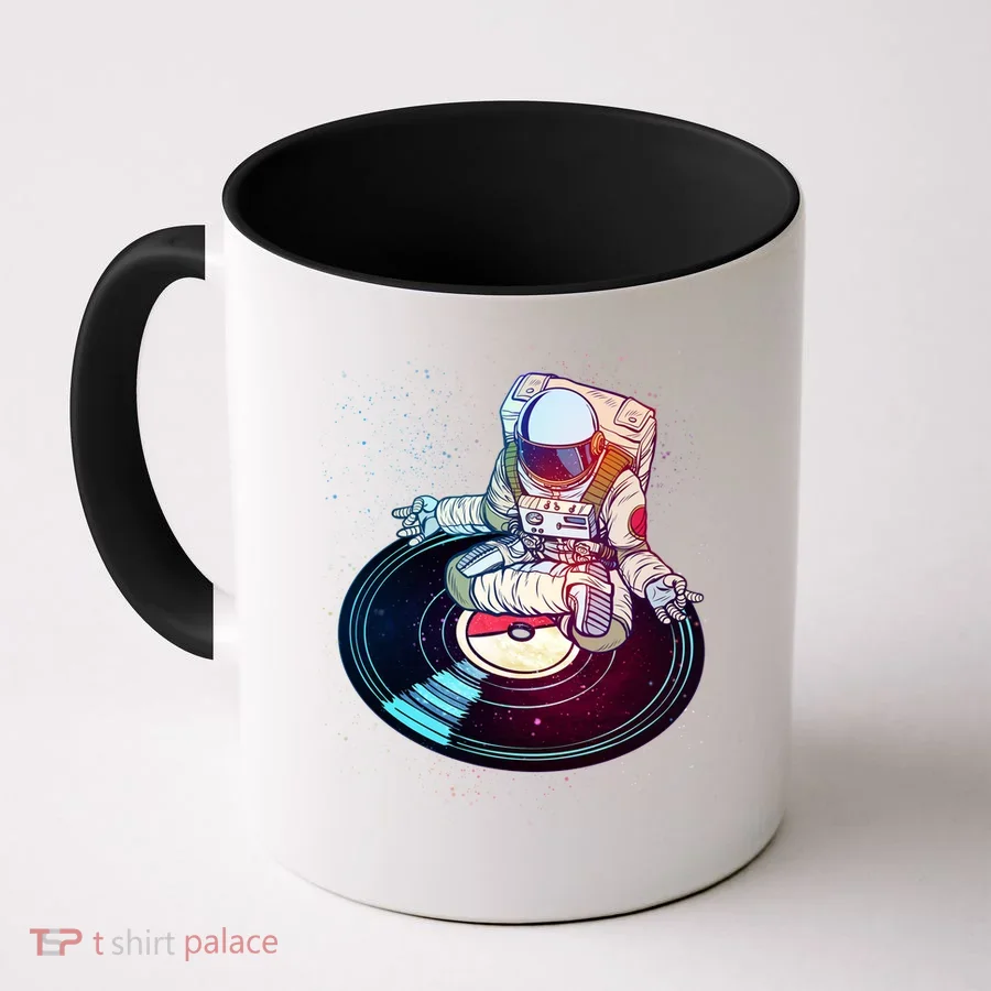 Astronaut Yoga Music Record Coffee Mug