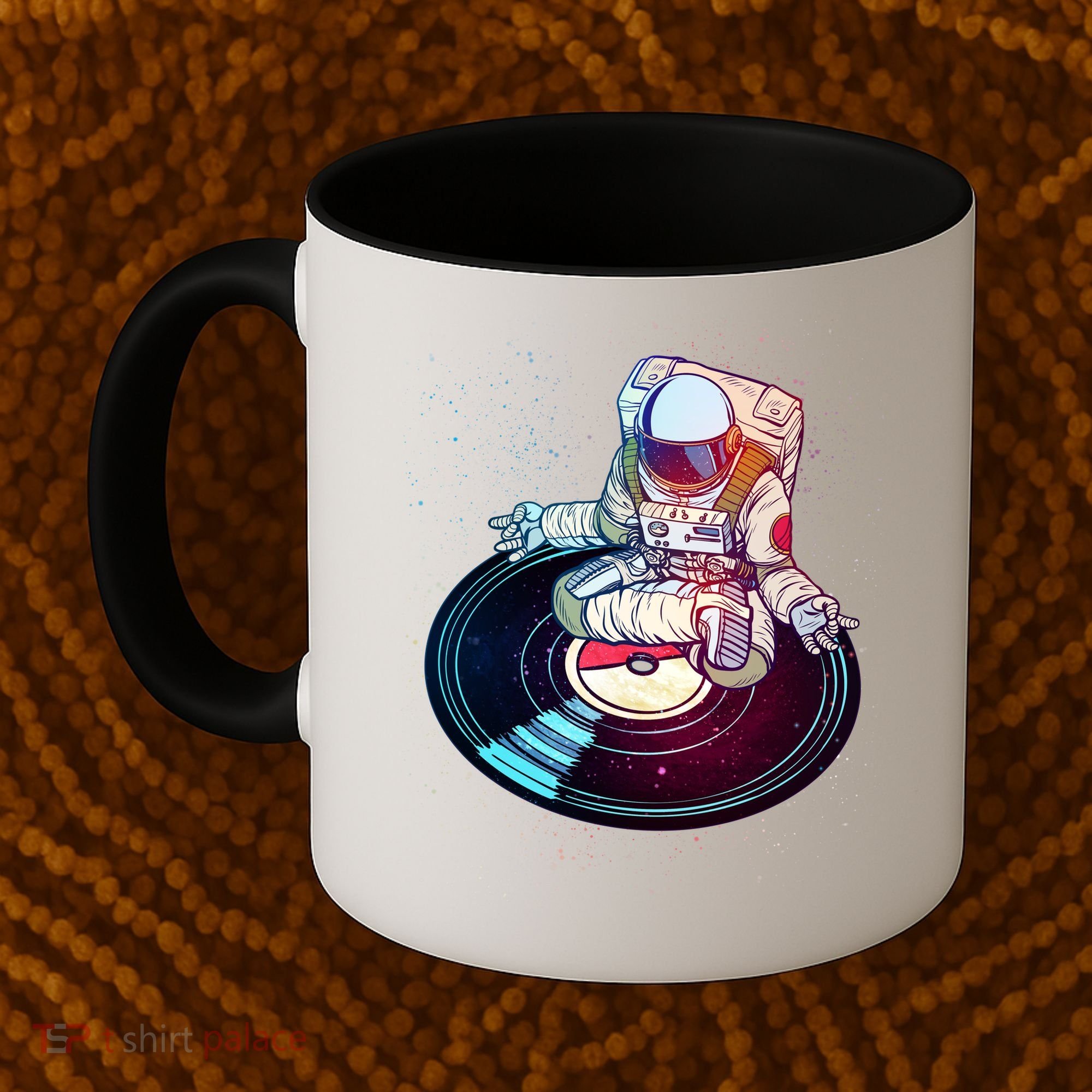Astronaut Yoga Music Record Coffee Mug