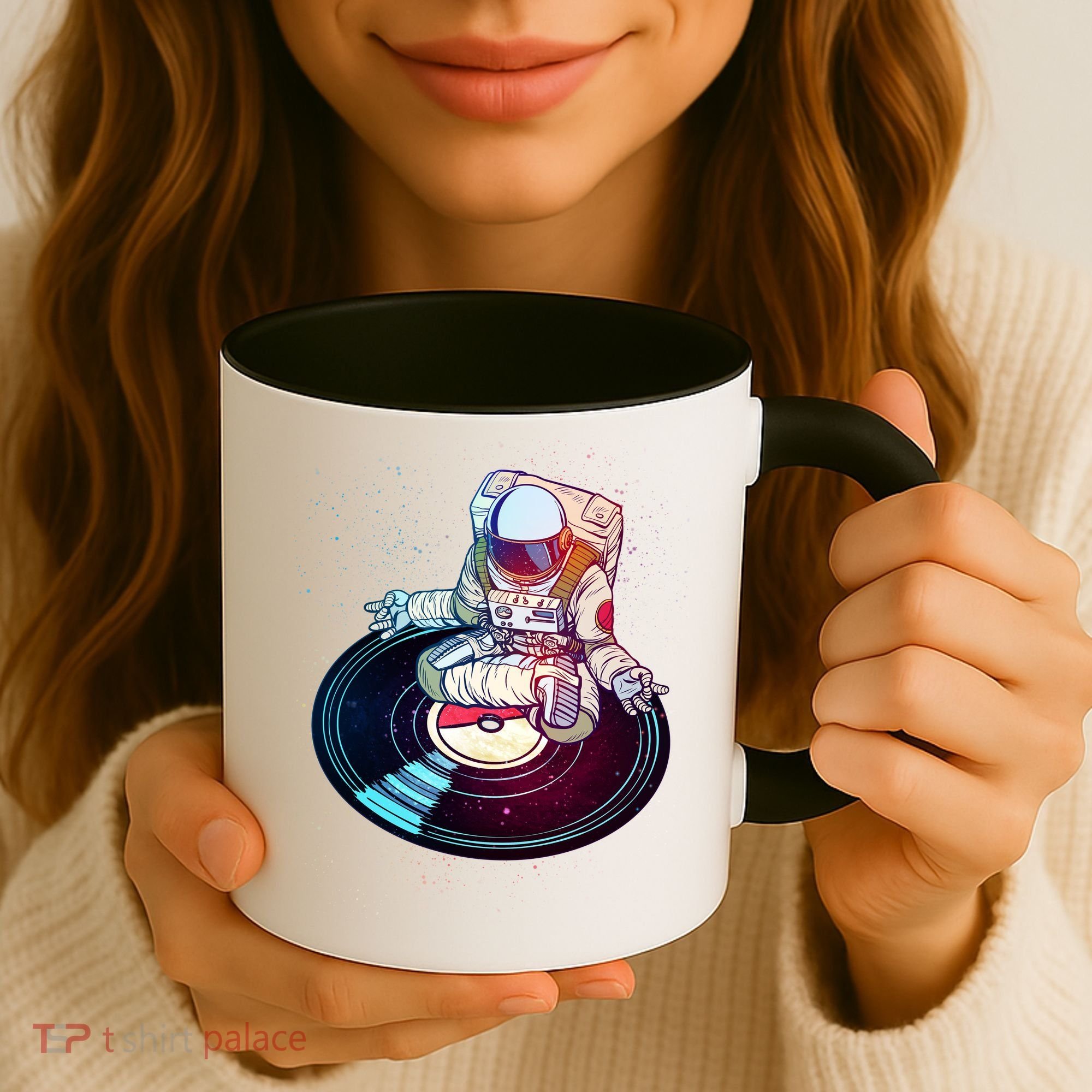 Astronaut Yoga Music Record Coffee Mug