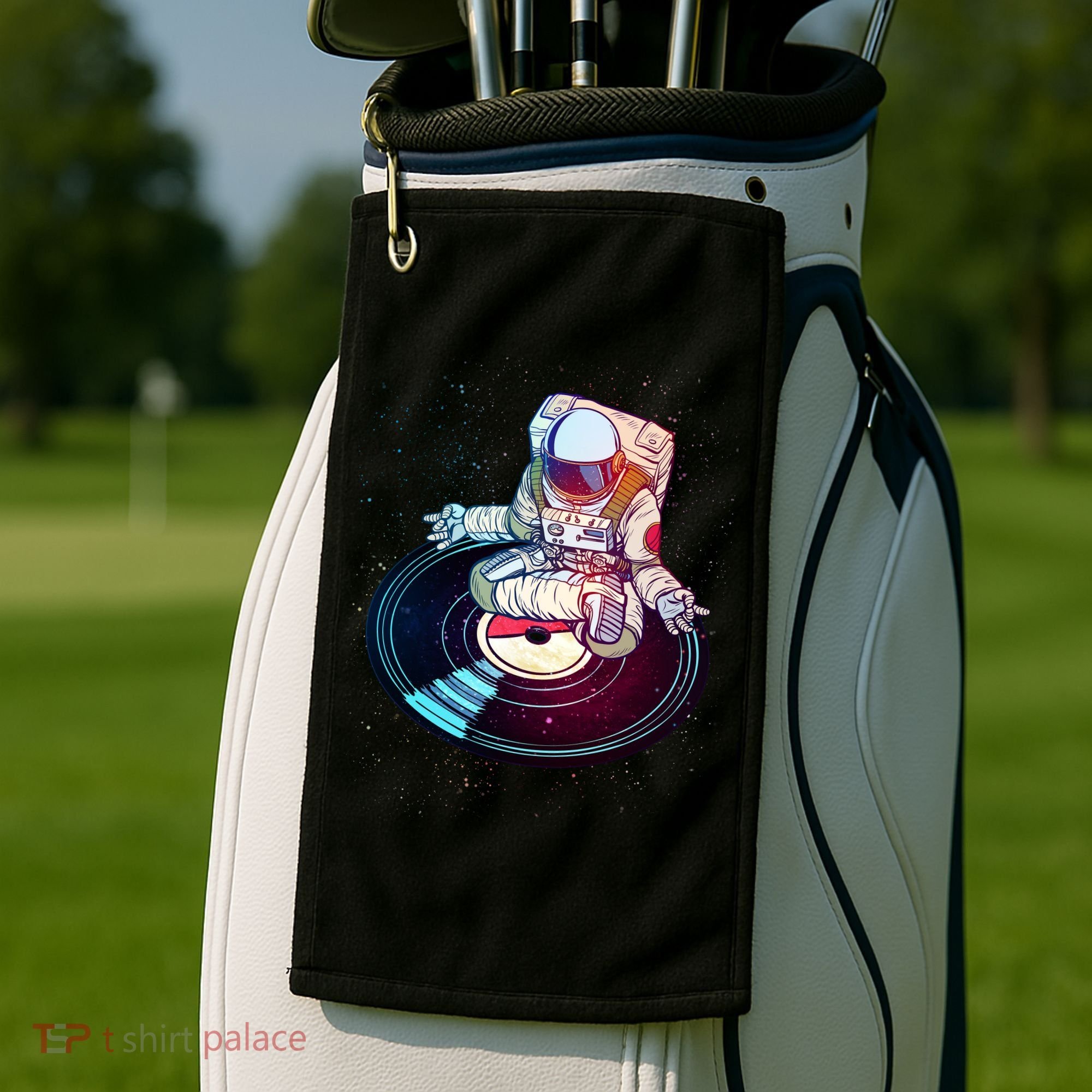 Astronaut Yoga Music Record Golf Towel