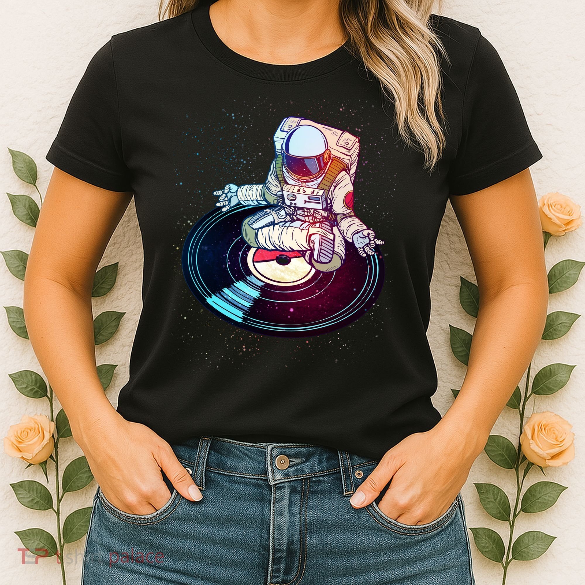 Astronaut Yoga Music Record Women's T-Shirt