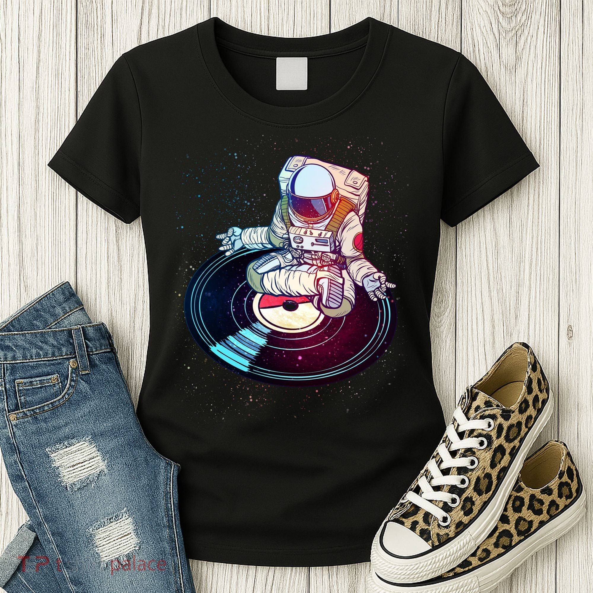 Astronaut Yoga Music Record Women's T-Shirt