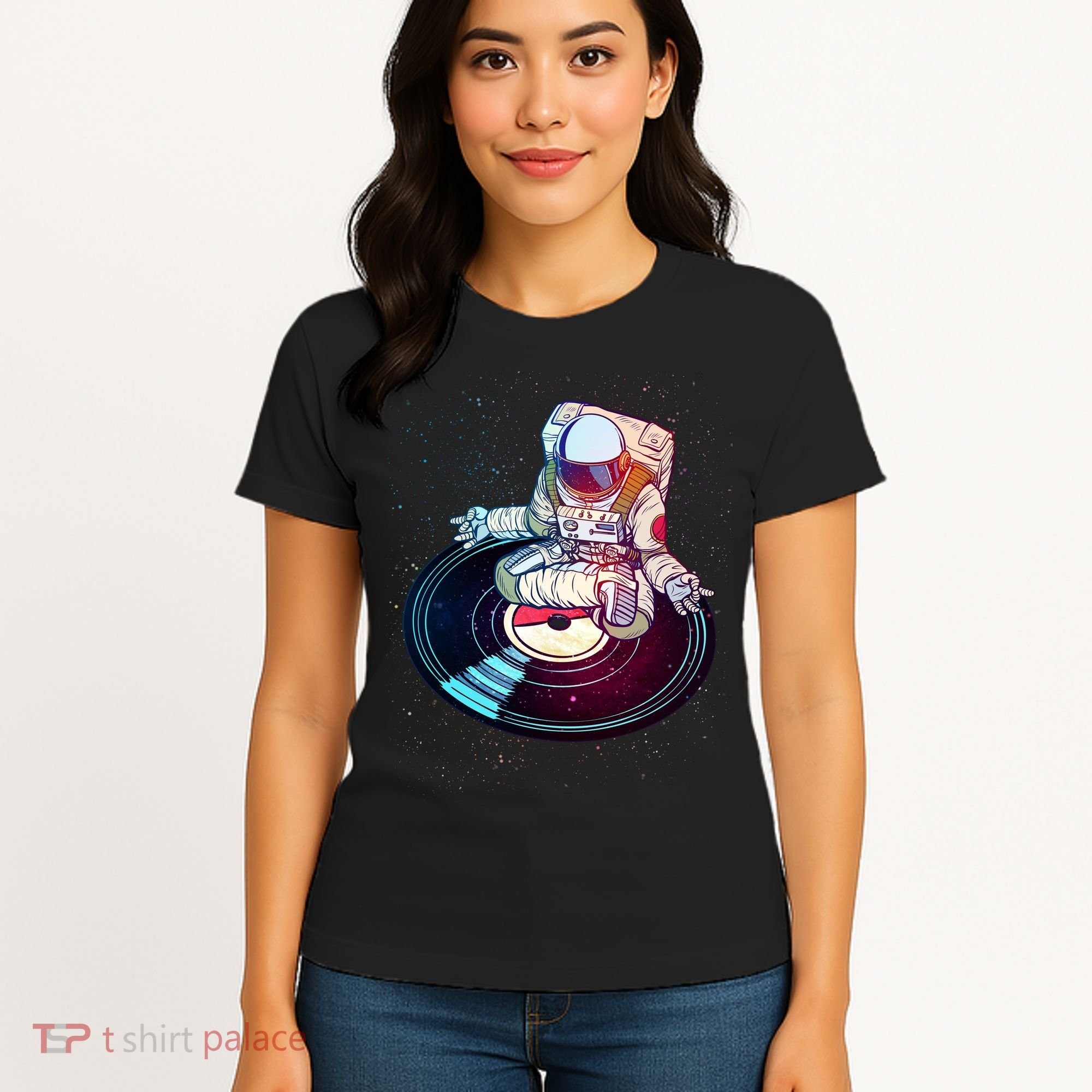 Astronaut Yoga Music Record Women's T-Shirt