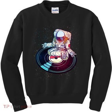 Astronaut Yoga Music Record Kids Sweatshirt