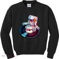 Astronaut Yoga Music Record Kids Sweatshirt thumb 0