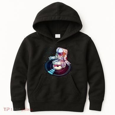 Astronaut Yoga Music Record Kids Hoodie