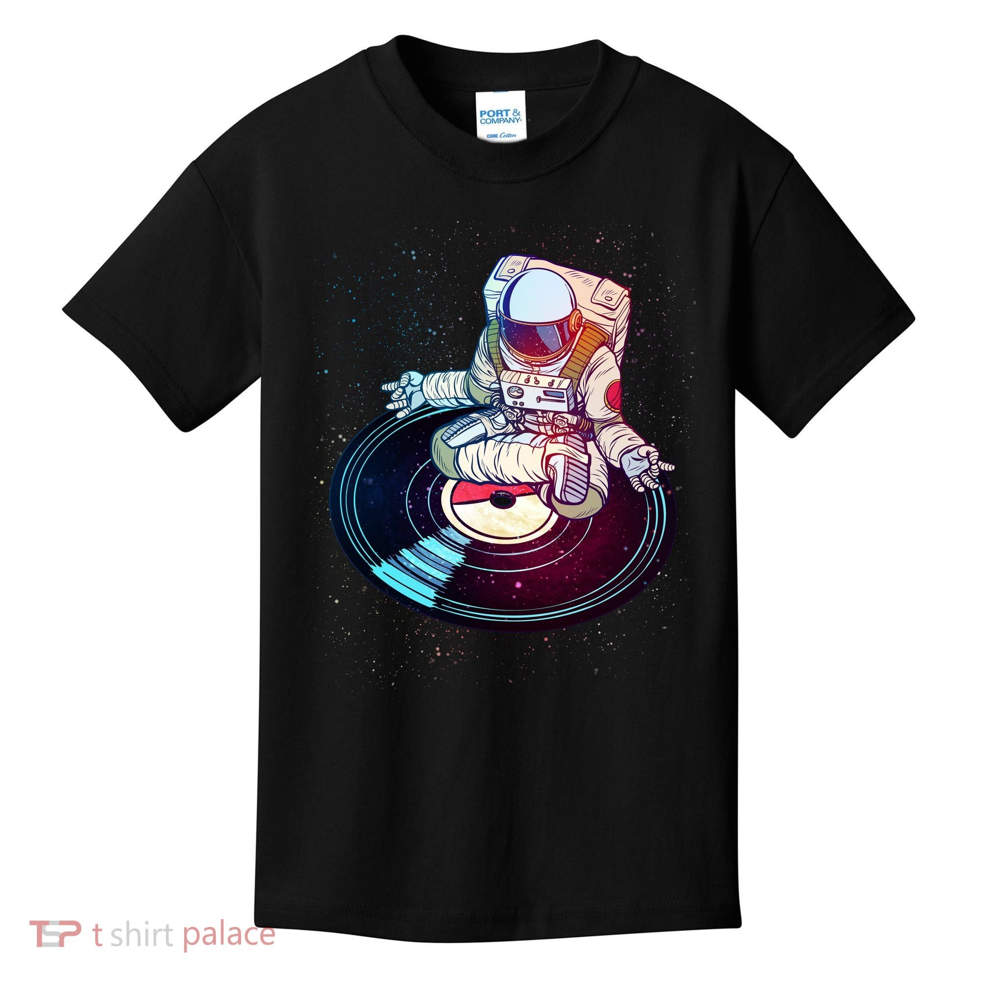 Astronaut Yoga Music Record Kids T-Shirt