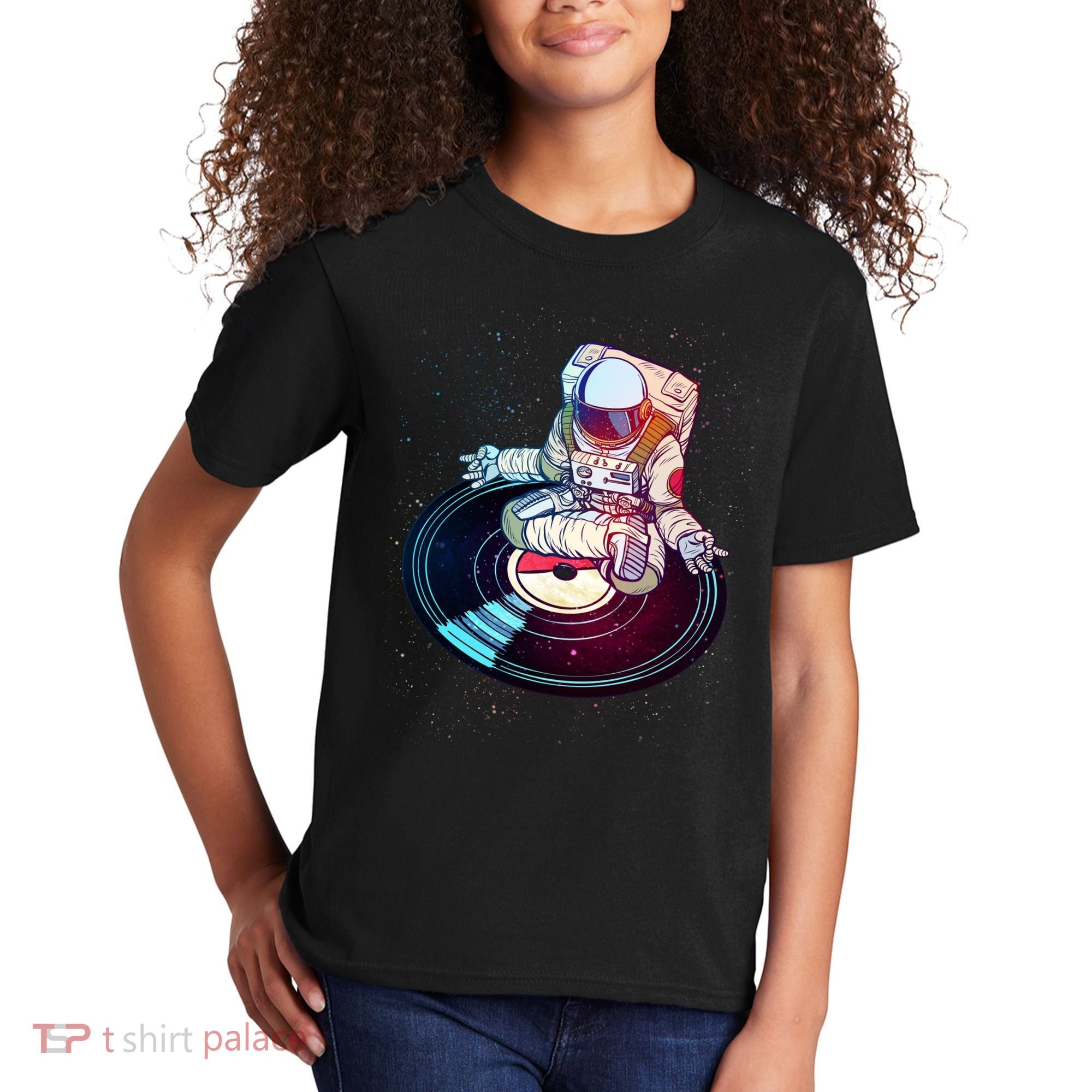 Astronaut Yoga Music Record Kids T-Shirt