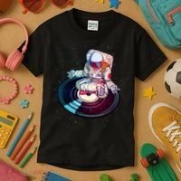 Astronaut Yoga Music Record Kids T-Shirt thumb 3