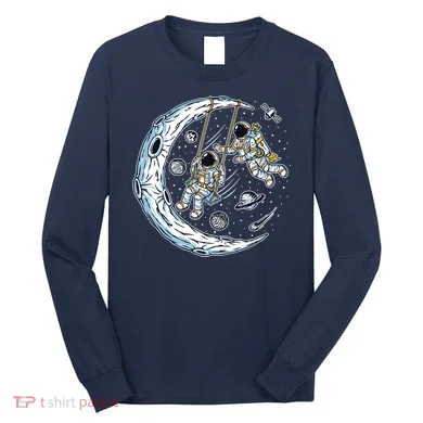 Astronauts Moon Swinging Long Sleeve Shirt