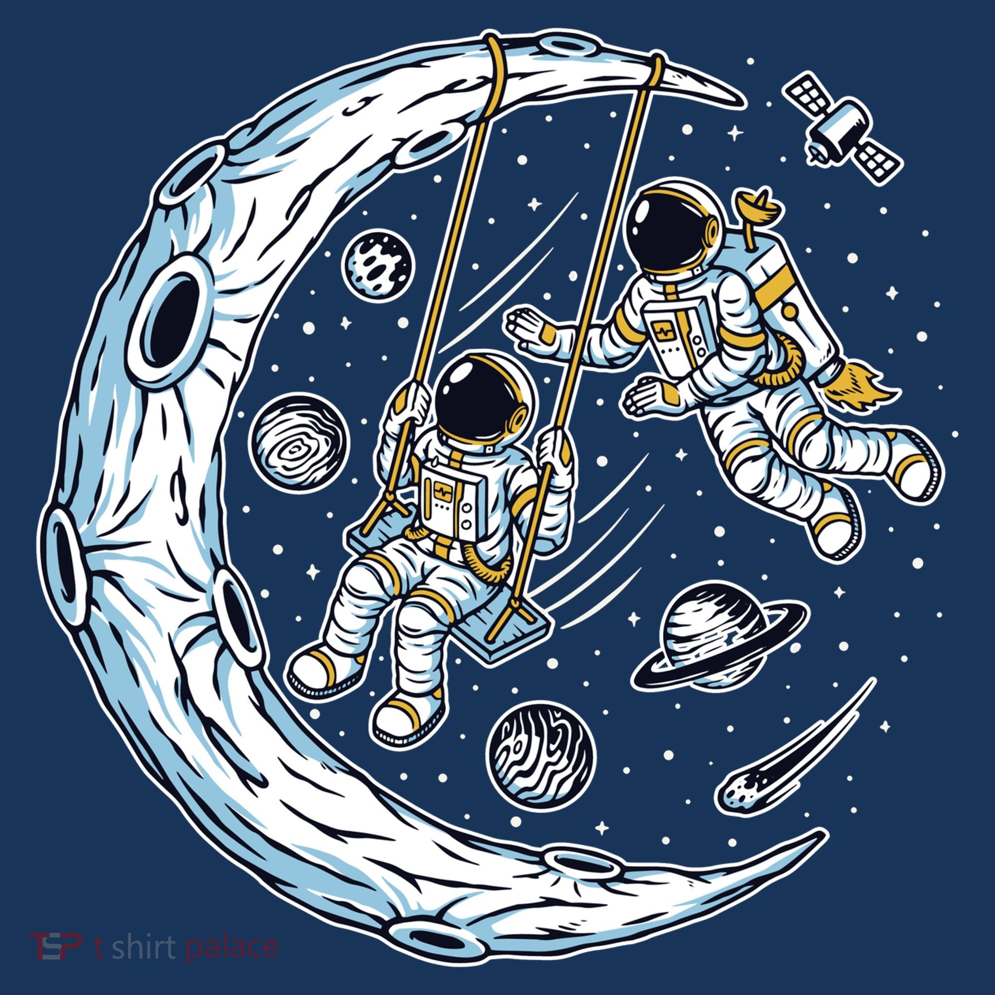 Astronauts Moon Swinging Button
