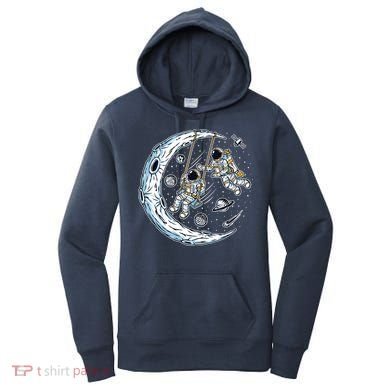 Astronauts Moon Swinging Women's Hoodie