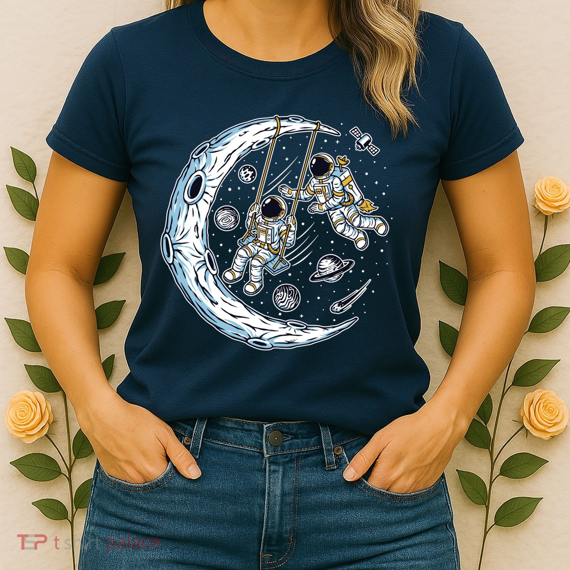 Astronauts Moon Swinging Women's T-Shirt