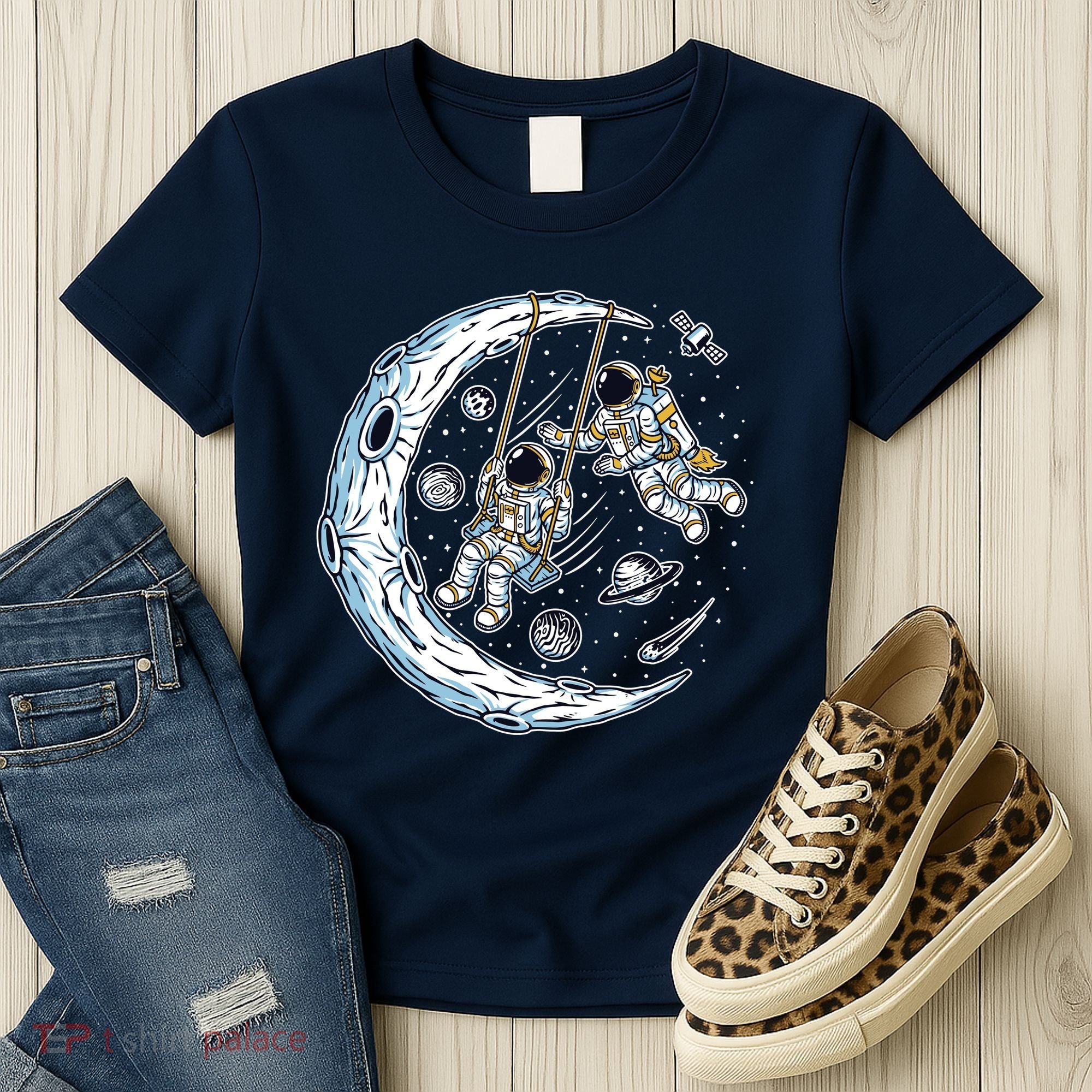 Astronauts Moon Swinging Women's T-Shirt